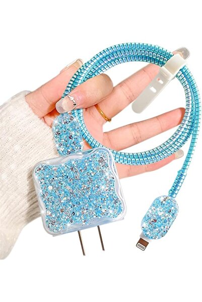 The Bros Luxury Cable Protector Compatible for iPhone Charger Glitter Wave Ed...