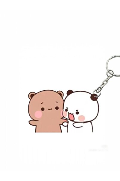 Dudu Bubu Panda Teddy Bear Couple Keychain Valentine Special Gift Bag Ornament Charm Valentine's Day