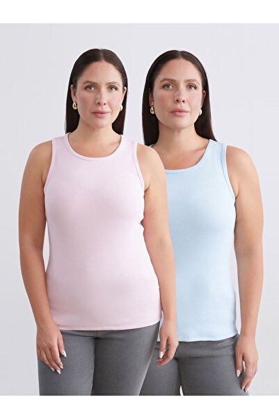 LC Waikiki Plus Size Crew Neck Women's Undershirt 2-Pack
