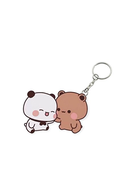ADA 3D Dudu Bubu Panda Ayıcık Çift Anahtarlık Sevgiliye Özel Hediye Çanta Süs...