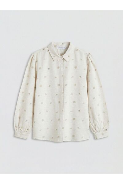 LC Waikiki قميص نسائي من الكتان المخلوط منقوش