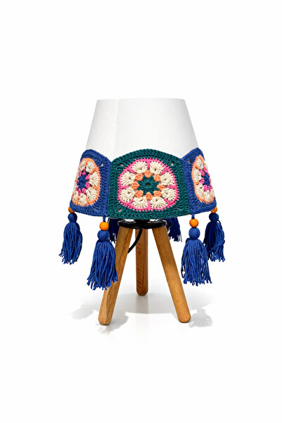 nijiartdesign أباجورة ذات مظهر ريفي مزينة بشراشيب من الخشب الطبيعي بثلاثة أرج...