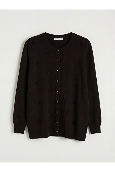 LC Waikiki Crew Neck Self Patterned Women's Knitwear Cardigan