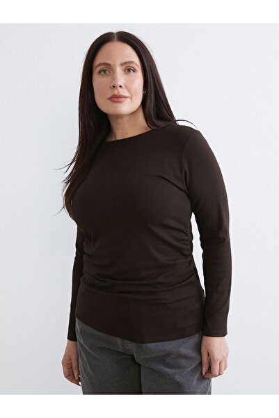 LC Waikiki Plus Size Crew Neck Gathered Blouse
