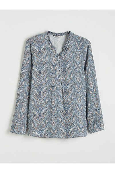 LC Waikiki Croc Collar Patterned Blouse