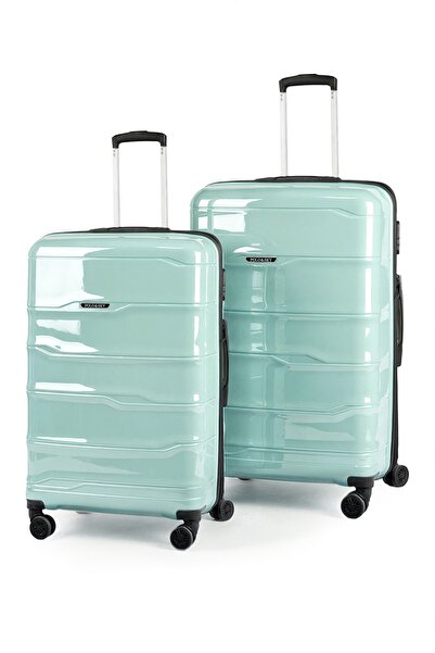 POLO&SKY Azra Model Mint Yeşili PP Kırılmaz 2'li Orta + Büyük Boy Valiz Seti