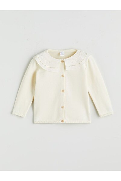 LC Waikiki Baby Collar Openwork Baby Girl Knitwear Cardigan