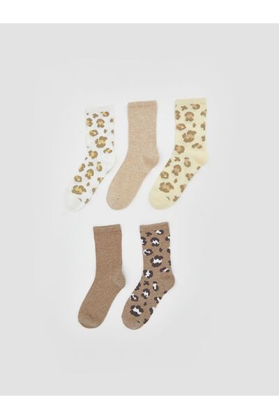 LC Waikiki Leopard Patterned Women's Socks, Pack of 5