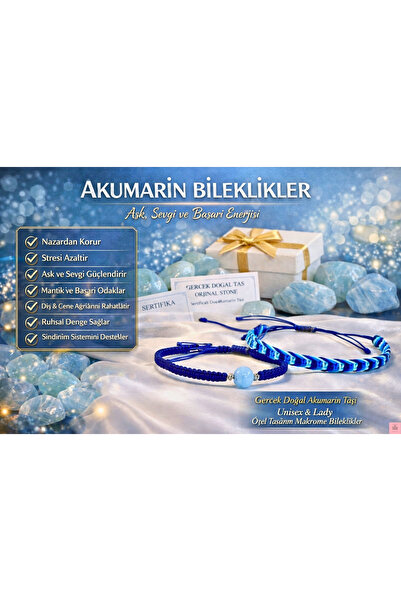 Crystal Atelier Certified Real Natural Stone Aquamarine Bracelet – Unisex Mac...