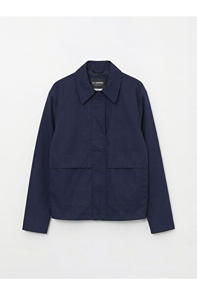 LC Waikiki Palton pentru fete cu guler tip cămașă și detalii brodate