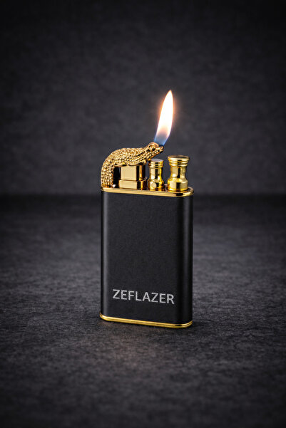 ZEFLAZER Hediyelik Kişiye İsme Özel Tasarım Altın Timsah Metal Çakmak