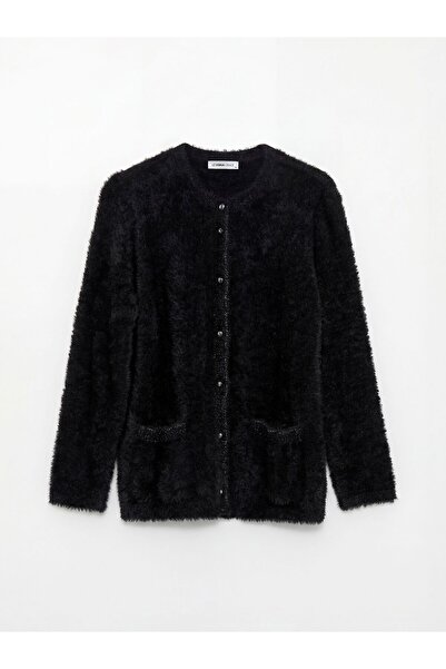 LC Waikiki Crew Neck Women's Knitwear Cardigan with Sim Detail