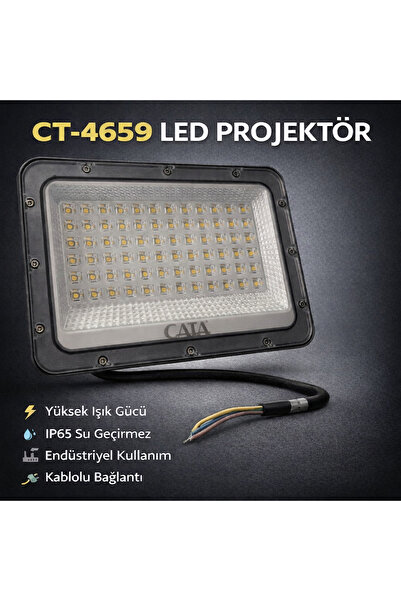 Cata CT 4659 100 W Slim Led Projektör Günışığı