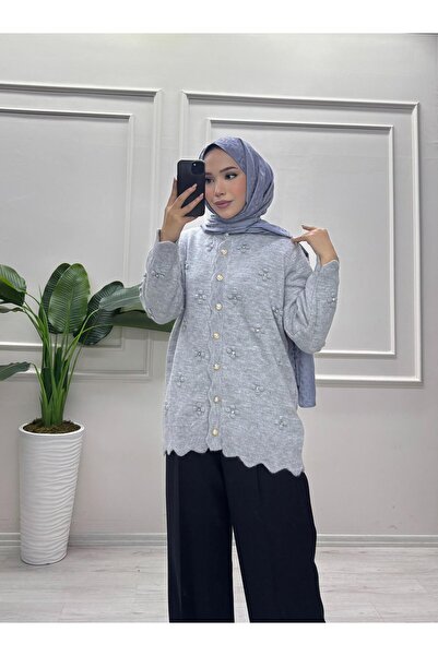 moda acar Pitpit Detailed Stone-Embellished Cardigan