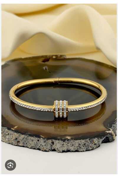 ella'nın çarşısı Steel Gold Color Stone Cufflinks. Stainless Steel.