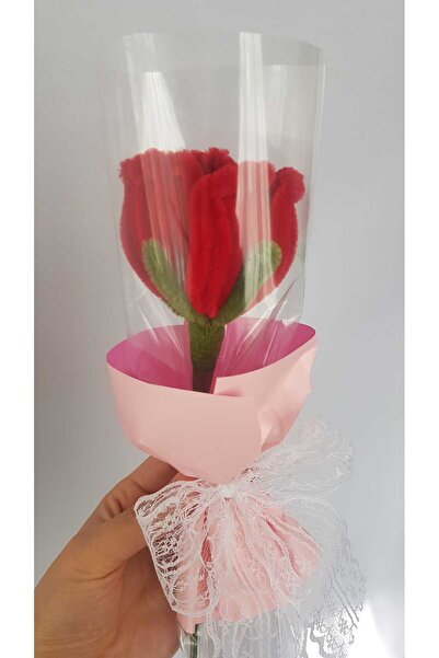 Badem Hediyecilik باقة زهور من الشنيل على شكل وردة مصنوعة يدويًا - هدية لعيد ...