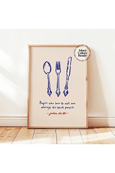 NinaStore Julia Child Mutfak Baskılı Retro Fransız Vintage Yemek Sözleri Post...