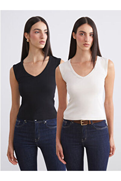 LC Waikiki Artı-Store Women's Tank Top with V-Neck and Sleeveless Design, Pla...