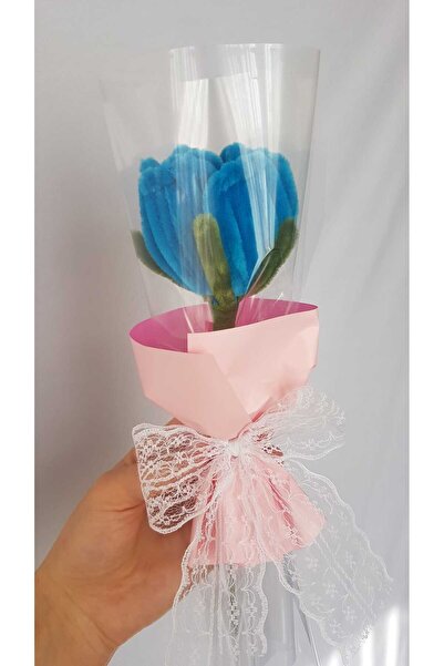 Badem Hediyecilik باقة زهور من الشنيل على شكل وردة مصنوعة يدويًا - هدية لعيد ...