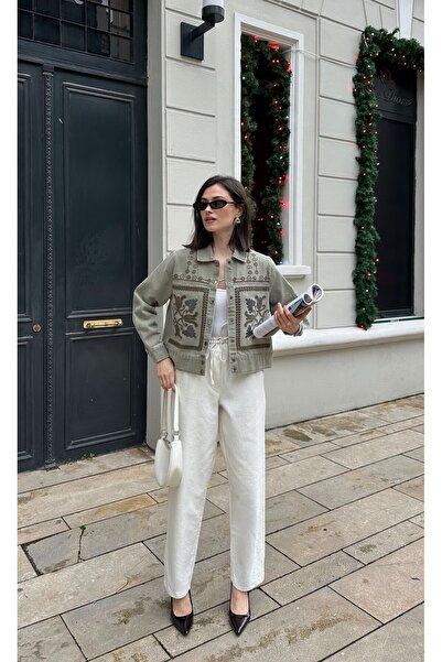 MİA NOURA Jachetă de denim cu broderie în față pentru femei