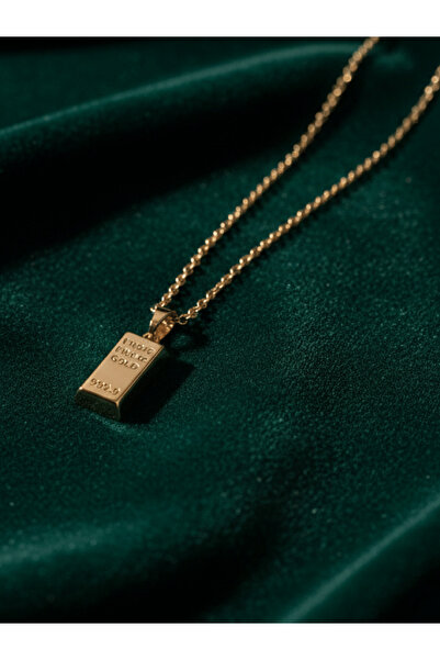 Minvibes 316L Çelik Gold Renk Minimal Külçe Altın Figürlü Kolye (Özel Hediye ...