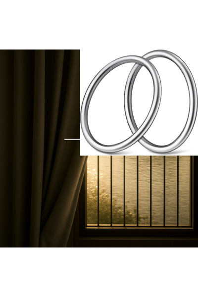 SHY TEKSTİL Anthracite Plain Color Ringed Balcony Curtain with Rings, Width X...