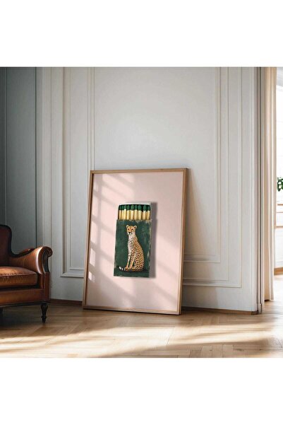 NinaStore Vintage Kibrit Kutusu Çita Desenli Zümrüt Yeşili Leopar Desenli Dop...