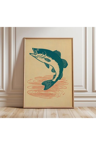 NinaStore Vintage Balıkçılık Duvar Sanatı Baskısı Rustik Balık Posteri Retro ...
