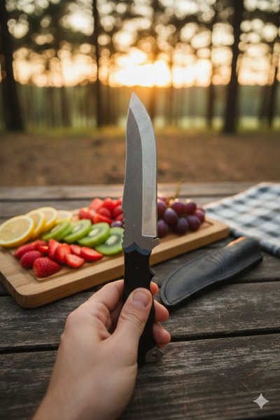 MERTCAN KNİFE Paslanmaz Çelik Tırtıklı Kamp ve Piknik Hazırlık Bıçağı - Ergon...