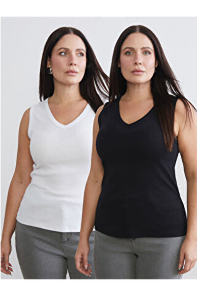 LC Waikiki Artı-Store V-Neck Women's Undershirt, Made of Cotton Fabric