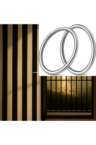 SHY TEKSTİL Ringed Gray White Striped Ringed Lace-Up Balcony Curtain En X Boy...