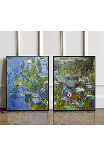NinaStore 2'li Set Claude Monet Sergi Baskısı Nilüferler Claude Monet Monet S...
