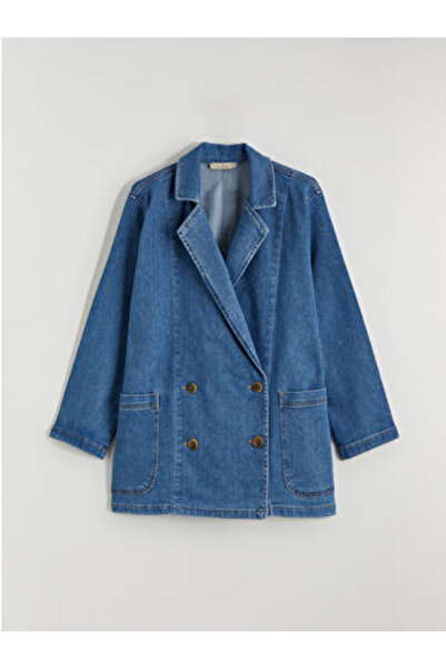 LC Waikiki Artı-Store Double-Breasted Collar, Long-Sleeved Women's Blazer Jac...