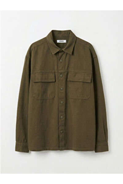 LC Waikiki Khaki Loose Fit Men's Gabardine Shirt Jacket