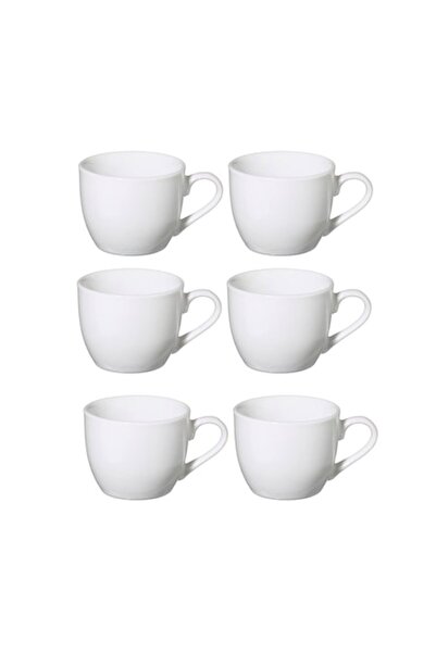 LUSS Set of 6 White Coffee Cups, Porcelain, 200ml