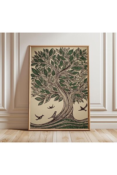 NinaStore Hayat Ağacı Posteri, Bohem Doğa Duvar Sanatı, Detaylı Çizgi Sanatı ...