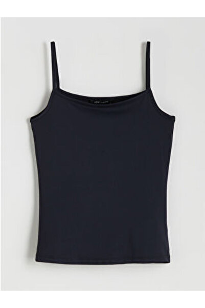 LC Waikiki M1 Sezon Black Square Neck Strap T-Shirt for Women