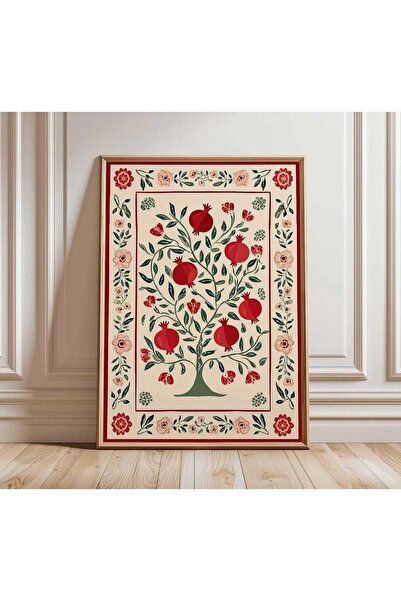 NinaStore Nar Ağacı Duvar Sanatı Posteri Botanik Meyve Baskısı Halk Sanatı İl...