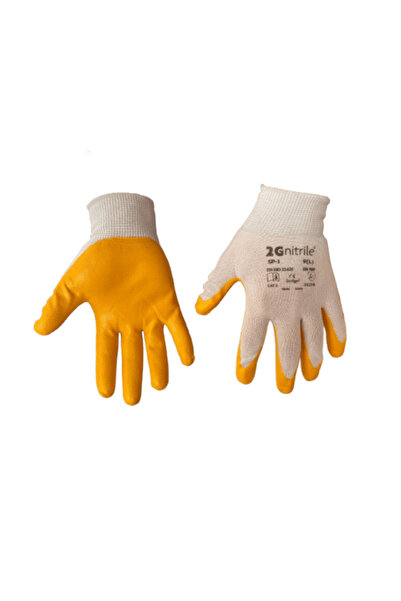 2G Nitrile 2Gnitrile Sp-1 Yellow Nitrile Palm Coated Assembly and Work Gloves...
