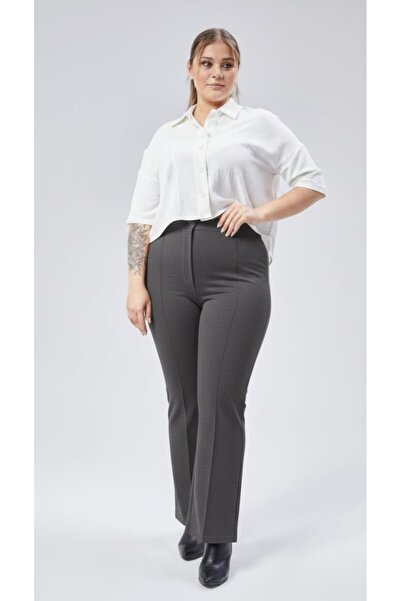 Symirna High-Waisted, Wide-Leg, Zippered, Plus-Size Women's Trousers