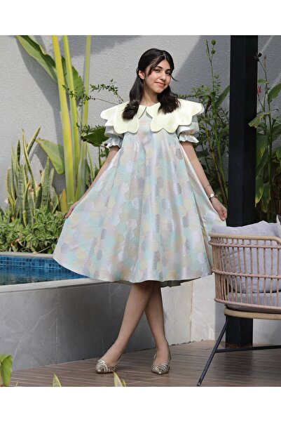 Totikids Girls' colorful six-piece dress | Open waist design with a yellow tr...