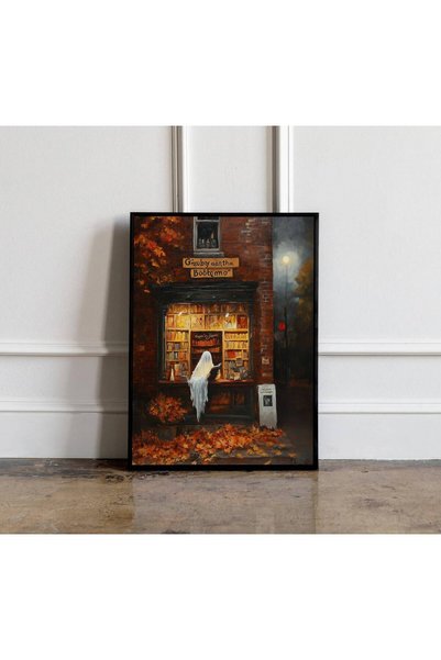 NinaStore Hayalet Kitap Okuyor Baskısı Vintage Sanat Posteri Karanlık Akademi...