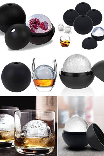 Munico Kokteyl Viski Buz Topu Maker Buz Küpü Tepsi 4cm Büyük Silikon Buz Kalı...