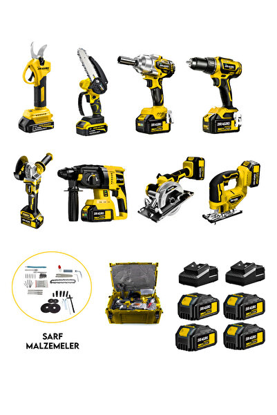 Dragro 4 Akülü 8 Li Set Kırıcı +Taşlama+ Somun Sıkma +Vidalama +Sunta Kesme +...