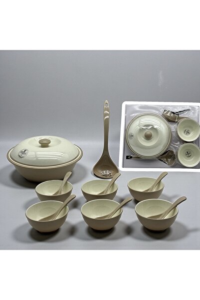 LANDREEN A 15-piece melamine soup set for 6 people, made from high-quality pu...