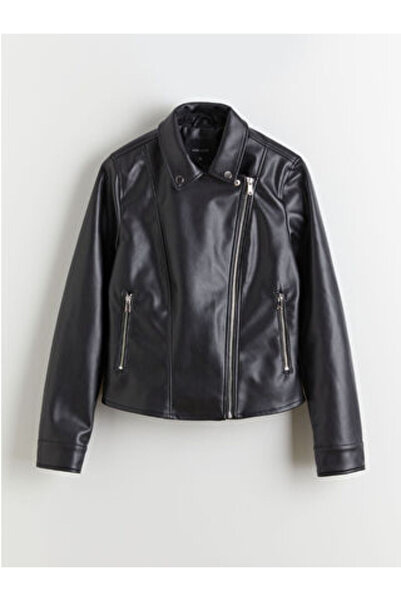 LC Waikiki artı-store Biker yakalı, uzun kollu kadın deri görünümlü ceket, as...