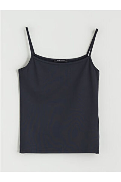 LC Waikiki M1 Sezon Black U-Neck Women's Tank Top with Rope Straps