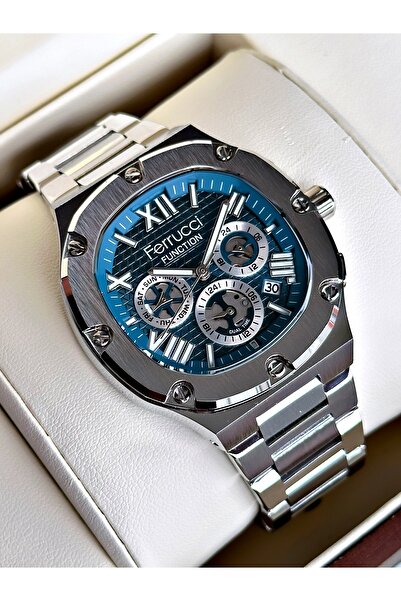 Ferrucci Functional Guaranteed Silver-Blue Color Steel Cord Men's Wristwatch