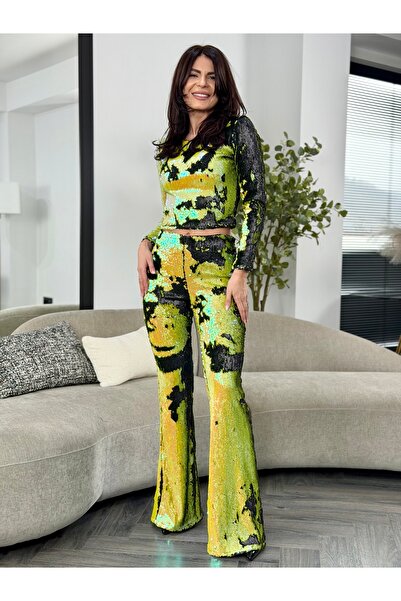 RAMONA BADESCU EXCLUSIVE Women's sequin suit - statement set with top and fla...