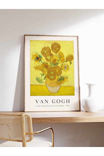 NinaStore Van Gogh Sanat Baskısı On Beş Ayçiçeği İçeren Vazo Van Gogh Posteri...